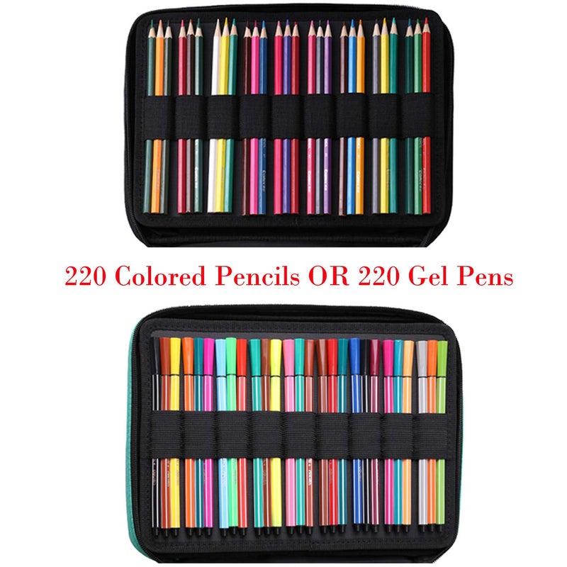 BOMKEE Coloring Pencil Case 220 Slots Pencils/Gel Pens Organizer Waterproof Travel Case Zipper Carrying Portable Pencil Markers Pen Holder Bag for Painter Writers (Squirrel) - Image 4